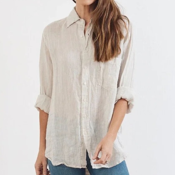 CP Shades Light Tan Linen Shirt - Picture 1 of 8